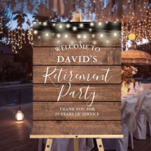 Rustic Wood String Lights Retirement Party