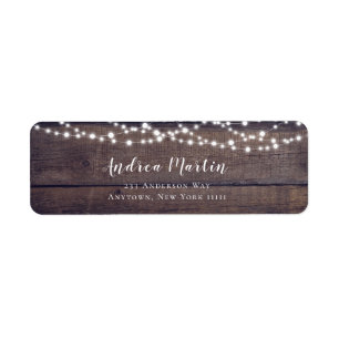 Rustic Wood String Lights Return Address Label