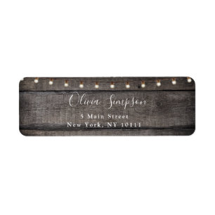 Rustic Wood String Lights Return Address Label