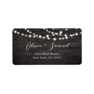 Rustic Wood String Lights Return Address Label