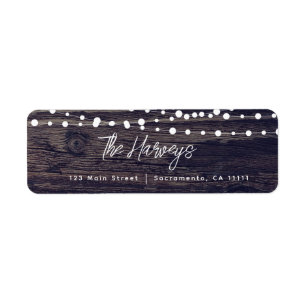 Rustic Wood String Lights Return Address Label