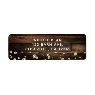 Rustic Wood & String Lights Silver Gold Confetti