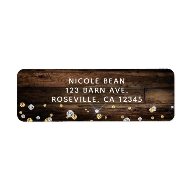 Rustic Wood & String Lights Silver Gold Confetti (Front)