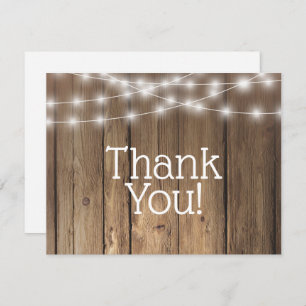 Rustic Wood String Lights Thank You BBQ Note Card
