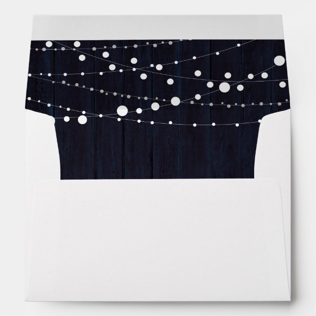 Rustic Wood String Lights Wedding Invitation Envel Envelope (Back (Bottom))