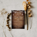Rustic Wood String Lights Wedding QR Code RSVP Invitation<br><div class="desc">Modern and elegant design printed Chic Rustic Wood String Lights Calligraphy Script Minimal QR Code RSVP Wedding Invitation that can be customised with your text. Please click the "Customise it" button and use our design tool to modify this template. Check out the Graphic Art Design store for other products that...</div>