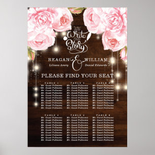 Rustic Wood String Lights Wedding Seating Charts