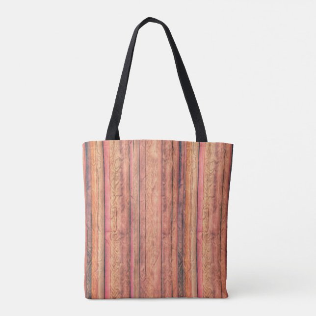 Rustic Wood Striped Tote Bag (Back)