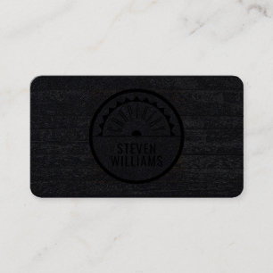 Rustic wood style black business card