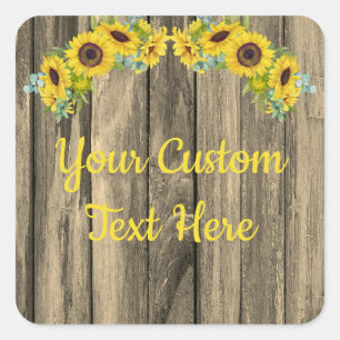 Rustic Wood Sunflower Anniversary Party Gift Favou Square Sticker