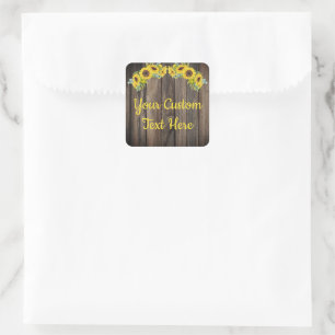 Rustic Wood Sunflower Anniversary Party Gift Favou Square Sticker