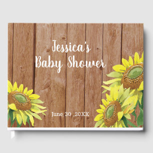 Rustic Wood Sunflower Baby Shower Guest Book