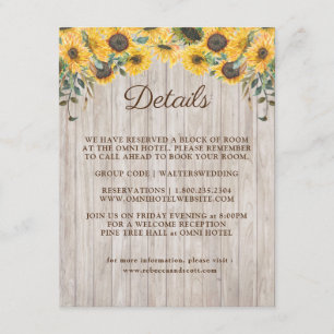 Rustic Wood Sunflower Barn Wedding Enclosure Card