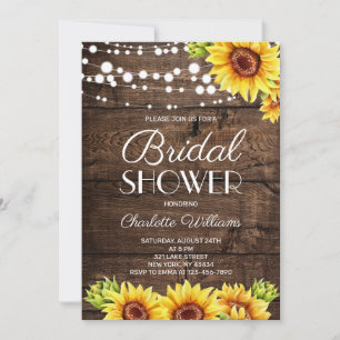Rustic Wood Sunflower Bridal Shower Invitation