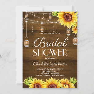 Rustic Wood Sunflower Bridal Shower Invitation