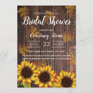 Rustic Wood & Sunflower | Bridal Shower Invitation