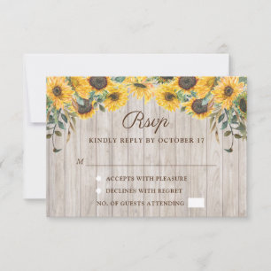 Rustic Wood Sunflower Country Wedding RSVP Card
