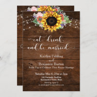 Rustic Wood Sunflower Eat Drink and Be Married