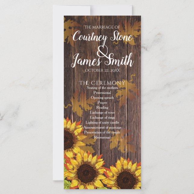 Rustic Wood & Sunflower | Fall Wedding (Front)