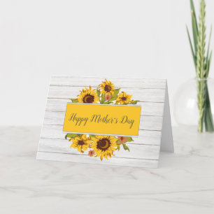 Rustic Wood Sunflower Floral Mother's Day Card