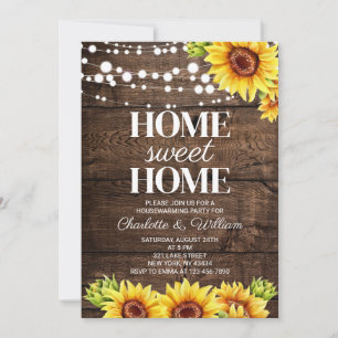 Rustic Wood Sunflower Home Sweet Home Invitation