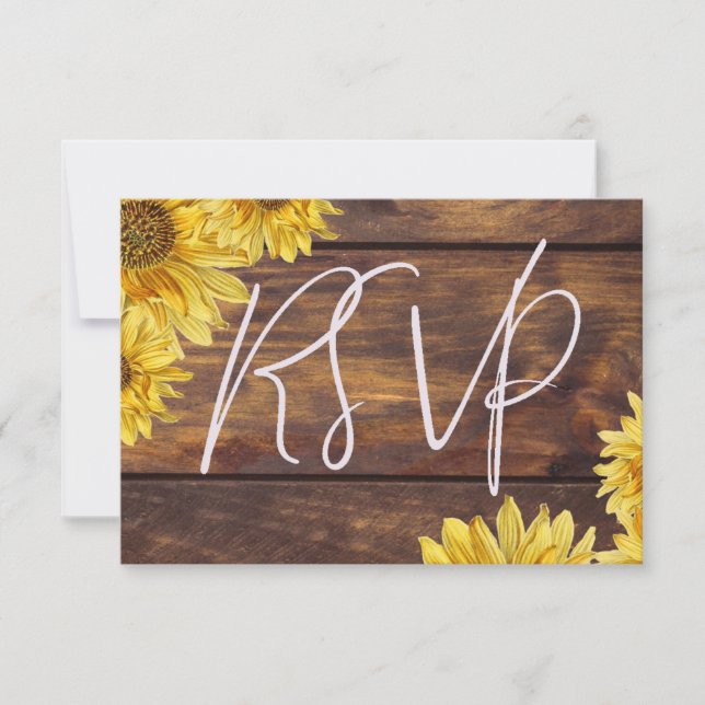 Rustic Wood Sunflower RSVP Response Card (Front)