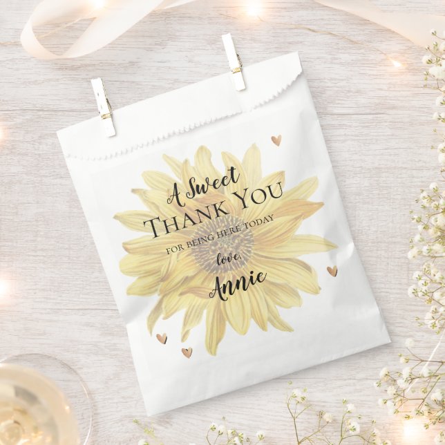 Rustic Wood Sunflower Thank you Bridal Shower Gift Favour Bags (Clipped)