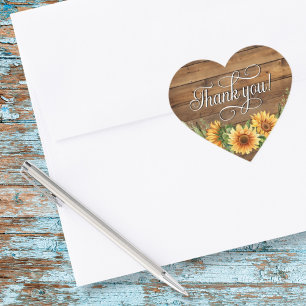 Rustic Wood Sunflower Thank you! Sticker