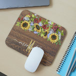 Rustic Wood Sunflower Watercolor Personalised Mouse Mat<br><div class="desc">This design was created though digital art. It may be personalised in the area provide or customising by choosing the click to customise further option and changing the name, initials or words. You may also change the text colour and style or delete the text for an image only design. Contact...</div>