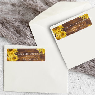 Rustic Wood Sunflower Wedding Return Address