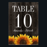 Rustic Wood Sunflower Wedding Table Number Cards<br><div class="desc">Rustic Wood Sunflower Wedding Table Number Cards - to order,  you need to create a new table number for each one that you need then add to your cart.  Repeat for each number.</div>