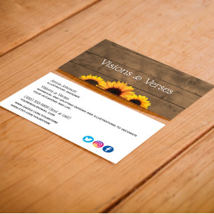 Rustic Wood & Sunflowers Maker's  Business Card