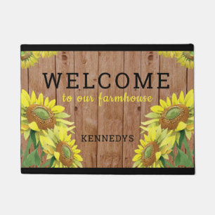 Rustic Wood Sunflowers Welcome To Our Farmhouse Doormat