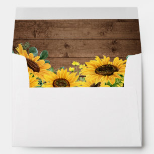 Rustic Wood Sunflowers with Return Address 5x7 Envelope