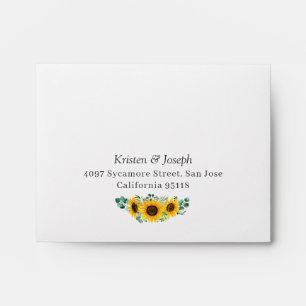 Rustic Wood Sunflowers with Return Address RSVP Envelope