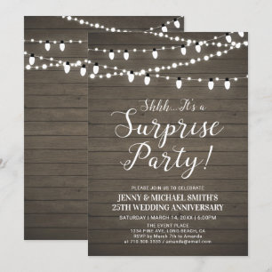 Rustic Wood Surprise Wedding Anniversary Party Invitation