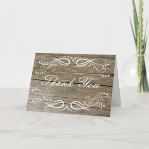 Rustic Wood Swirl Floral Vintage Thank You