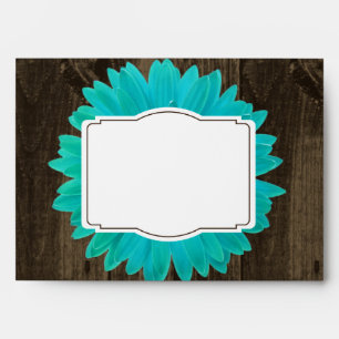 Rustic Wood Teal Gerber Daisy Custom Envelopes