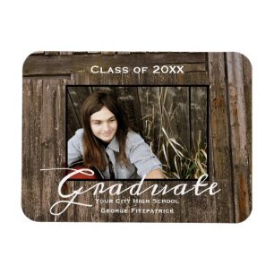 Rustic Wood Template High School Graduation Magnet