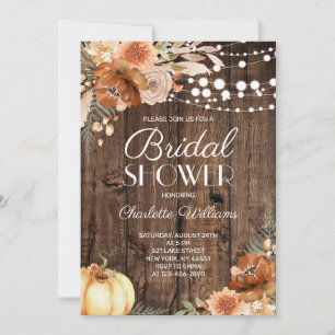 Rustic Wood Terracotta Floral Bridal Shower Invitation