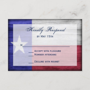 Rustic Wood Texas Flag Wedding RSVP Cards