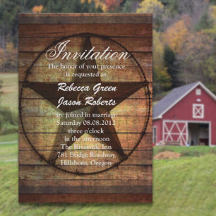 rustic wood texas star western wedding invitation