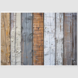 Rustic Wood Texture Brown Grey and White Decoupage Tissue Paper