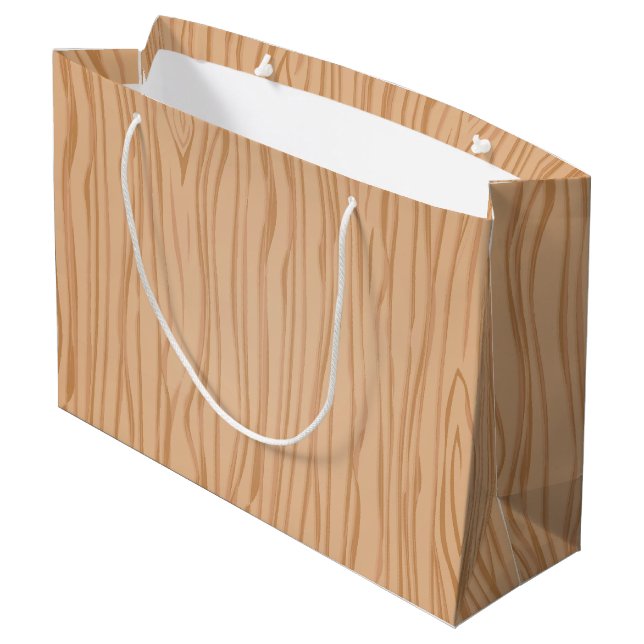 Rustic Wood Texture Large Gift Bag for Presents (Back Angled)