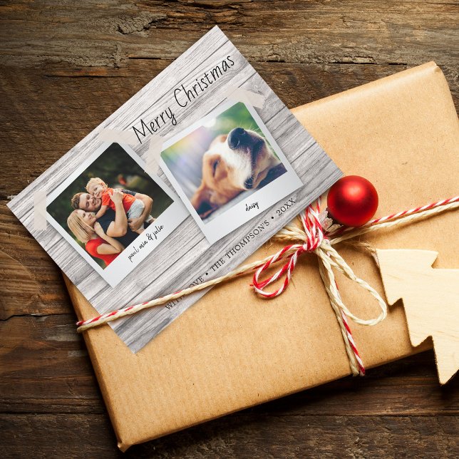 Rustic Wood Texture Photos Holiday Card (Rustic Wood Texture Photos Holiday Card)