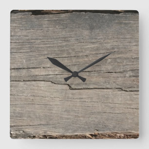 Rustic Wood Texture Square Wall Clock