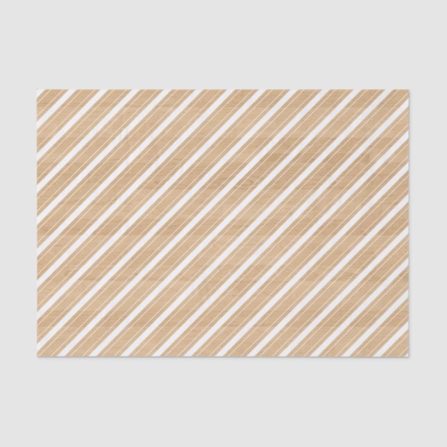 Rustic Wood Texture with White Diagonal Stripes Tissue Paper (Front)
