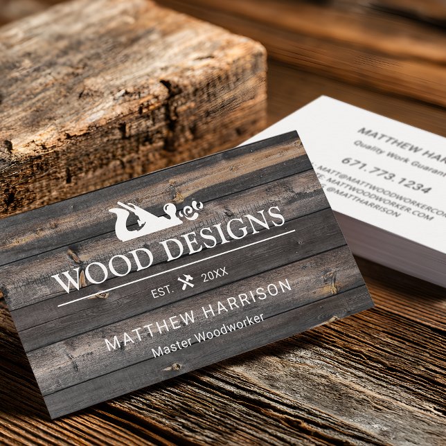 Rustic Wood Texture Woodworking Business Card (Rustic Wood Texture Woodworking Business Card)