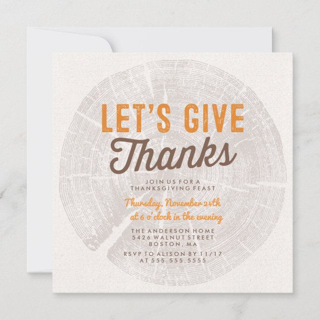 Rustic Wood | Thanksgiving Dinner Invitation (Front)