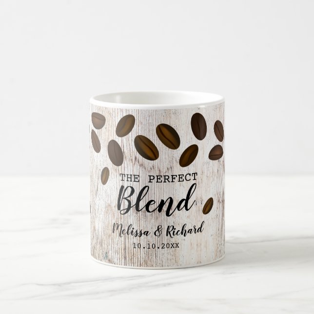 Rustic Wood The Perfect Blend Coffee Wedding  Coffee Mug (Center)